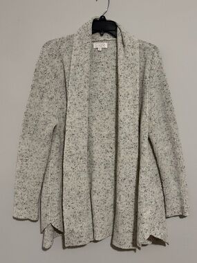 Cozy Open-Front Speckled Cardigan Sweater - Light Gray